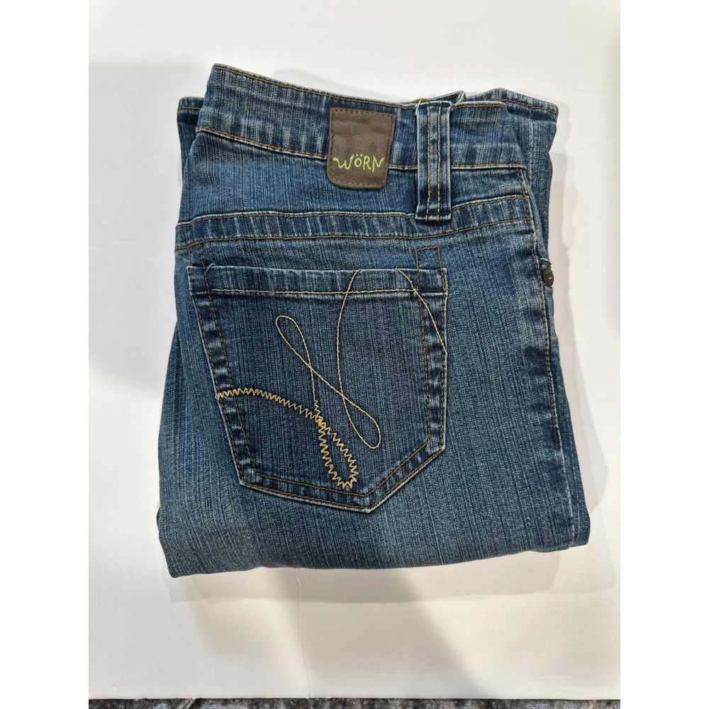 Y2K Worn Handcrafted Flare Jeans Women's Size 4 Medium Wash Denim
